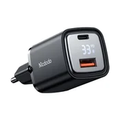 Stenski 33W polnilec Mcdodo Graphite Series CH-1701 USB-A in USB-C z digitalnim prikazovalnikom - black