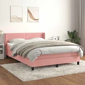 Greatstore Box spring postelja z vzmetnico roza 140x190 cm žamet