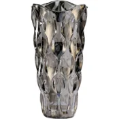 Nikcorp Vaza za rože Hey_you Nordyjska geometrijska skodelica rogatice iz stekla Boho Loft dimno siva 24 cm stabilna osnova premer 13 cm, vrh 7,5 cm