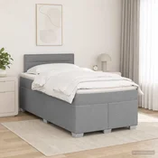 Postelja boxspring z vzmetnico Svetlo siva 120 x 200 cm Blago
