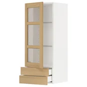 METOD/MAXIMERA Viseča omarica+stk vrata/2 predala, bela/Forsbacka hrast, 40x100 cm