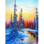 Norimpex - Puzzle Diamantova slika: Reka pozimi 30x40cm - 1 - 39 kosov