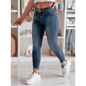 Spodnie damskie jeansowe skinny z paskiem SKINNYJUP niebieskie Dstreet