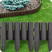 Vrtna palisadna plastična ograja z robom trate 280 x 24 cm antracitna
