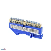 Schelinger modularna sponka za DIN letev 35 mm, modra, 63 A, 500 V BM-A18-TBI-6X09-12P-NI