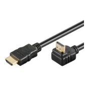 HDMI High Speed+Ethernet kabel, pozlačen 90° ukrivljen priključek 1 m
