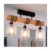 Brilagi - Plafonski luster WOOD GLASS 3xE27/60W/230V borovina/crna/bela