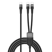 Kabel Verbatim Sync & Charge USB-C v 2x USB-C - 100 W, 1,5 m, črn (30279)