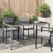 vidaXL Vrtna miza Siva 150 x 90 x 75 cm poli ratan