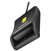 AXAGON CRE-SM3N, USB-A FlatReader kontaktni čitalnik kartic Pametna kartica (eObčanka), kabel 1,3 m