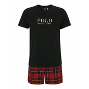 Polo Ralph Lauren Kratka pidžama, žuta / bordo / karmin crvena / crna