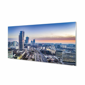 tulup.si Slika na akrilnem steklu Panorama varšave nebotičnikov sončnega vzhoda 140x70 cm 4 obešalnika