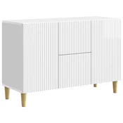 Vidaxl Strani šal Bela visok sijaj 89 x 34,5 x 60 cm Inženirski les