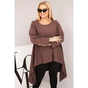 Kesi Womens Plus Size cotton tunic with an asymmetrical cut brown