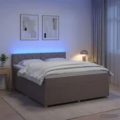 vidaXL Postelja boxspring z vzmetnico Taupe 160 x 200 cm Blago