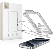 slomart Kaljeno steklo Tech-Protect Quick Set+ 2-pack za iPhone 15 Pro - črno