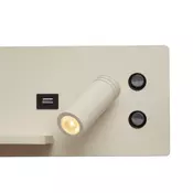 Komplet 2 bež stenskih svetilk z LED, USB in indukcijskim polnilnikom - Riza