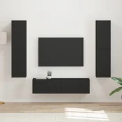 Set TV komoda 6 pcs Crna Konstruirano drvo