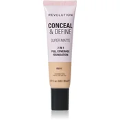 Makeup Revolution Conceal & Define matirajoči tekoči puder odtenek F5NW 23 ml