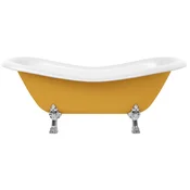 Casa Padrino Art Nouveau bathtub yellow/white/silver 188 cm - Freestanding retro style bathtub
