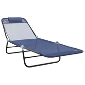 Vidaxl Zložljiv ležalnik Temno modra 182 x 55 x 85,5 cm Tekstil