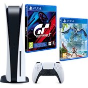 Sony PlayStation 5 Disc Edition With Gran Turismo 7 PS4 Edition And Horizon Forbidden West PS4 Edition Included Bijeli