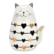 Keramicka macka sa srcima LOVELY CAT 13 cm bijela