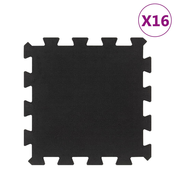 Gumene podne plocice 16 kom crne 16 mm 30 x 30 cm