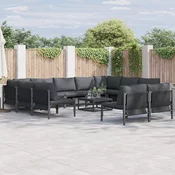 vidaXL Vrtna sedežna garnitura 12 pcs Antracitna Jeklo