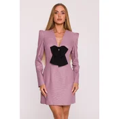 Made Of Emotion Womans Long-sleeved mini dress with a chiffon bow - marsala