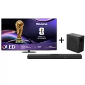Hisense Televizor 55A85Q 55, OLED, 4K UHD, 120 Hz, Smart, VIDAA OS, Crni + Hisense Soundbar sa subwooferom HS3100