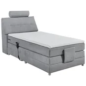 MID.YOU POSTELJA BOXSPRING 120 cm  x 200 cm , tekstil, leseni material svetlo siva