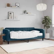 Greatstore Dnevna postelja z vzmetnico modra 90x200 cm žamet