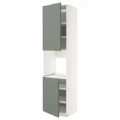 METOD Vis.elem.pecn.s 2vrata/policama, bela/Nickebo mat sivozelena, 60x60x240 cm