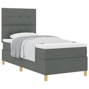 vidaXL Box Spring postelja z vzmetnico Temno siva 80x200 cm Tkanina