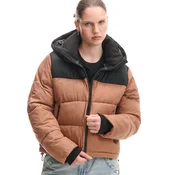 Cropp - Prošivena puffer jakna s kapuljacom - kafa