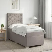 Vidaxl Postelja boxspring z vzmetnico Taupe 100 x 200 cm Blago