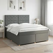 vidaXL Postelja boxspring z vzmetnico Temno siva 180 x 200 cm Blago