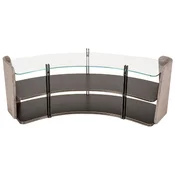 Casa Padrino luxury shelf cabinet gray/dark brown/bronze 141.45 x 105.41 x H. 61.5 cm - Curved cabinet with glass top - Living room furniture - Hotel furniture - Luxury furniture