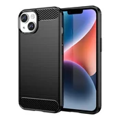 HURTEL Ohišje Carbon Case za iPhone 14 Plus, fleksibilna silikonska zaščita za hrbtno stran, črna