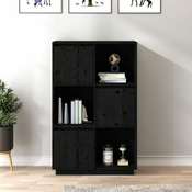 VIDAXL Visoka omara črna 74x35x117 cm trdna borovina