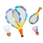 IKONKA Otroški badminton set s svetlečima LED loparjema in žogicama IK-KX6180