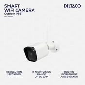 DELTACO SMART HOME WiFi kamera VANJSKA, IP65 certifikat, 2MP, ONVIF, IR Nocni mod, BIJELA
