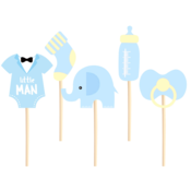 Zabodala za torto Baby Shower modri slonček, 5 kosov