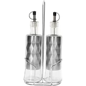 Cheffinger Cheffinger, Steklenice iz nerjavečega jekla in stekla za olje, kis 2x320ml s trdnim stojalom, Srebrna, (5000071500)