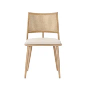 SONNENH Jedilni stoli, 2 v kompletu, 80 cm, bež umetno usnje PU, pleteno naslonjalo iz PE, sedež na višini 47 cm in kovinske noge v lesnem videzu