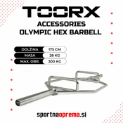 Toorx Olympic Hex Barbell – heksagonalna olimpijska palica – dolžina 175 cm, teža 28 kg, max. obr. 300 kg – po naročilu (dobava 10 do 14 dni)