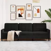 Trosjed crni 210 cm baršunasti