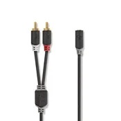 Nedis Stereoljudkabel 2x RCA Hane 3 5 mm Hona Guldplaterad 0 20 m Okrogla Antracit Lada