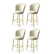 Hanah Home Set barskih stolica Fora, 4 komada, Krem-zlatni